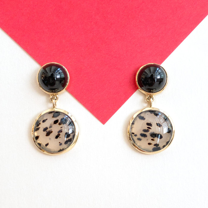 Round Leopard Drop Earring