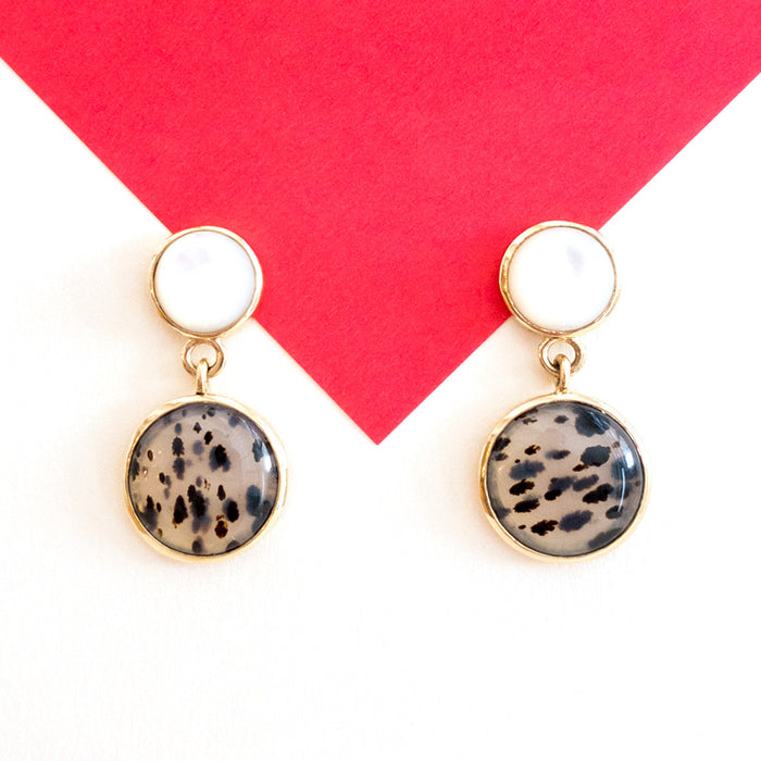 Round Leopard Drop Earring