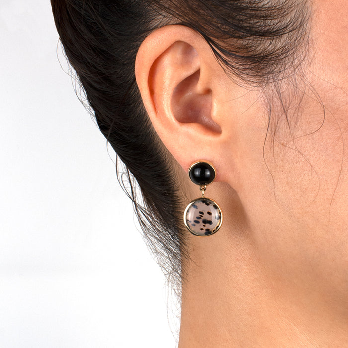 Round Leopard Drop Earring